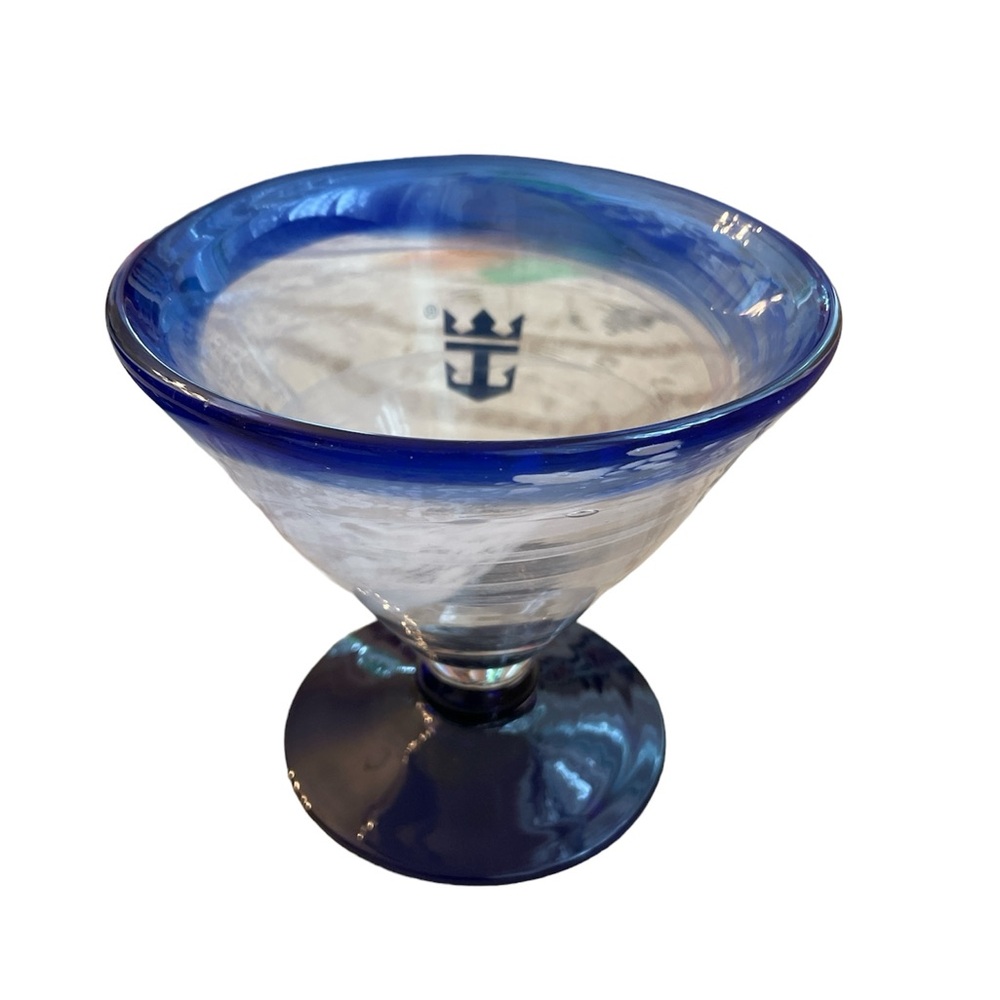 Kosta Boda Hand Blown Glass Royal Caribbean Martini Margarita Blue White… - Picture 2 of 2